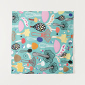 Tenture seamless pattern of colorful mushrooms on a green (Devant (Horizontal))