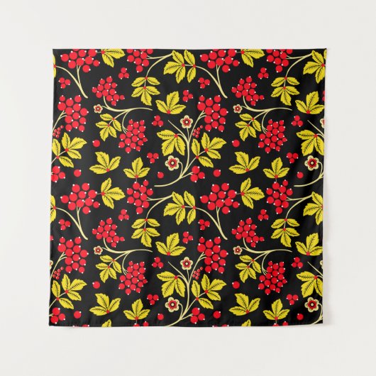 Tenture  seamless pattern of flowers and berries. Russian  (Devant)