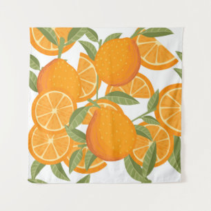 Tenture Seamless pattern of orange citrus yellow fruit who