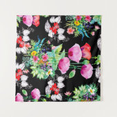 Tenture Seamless pattern on black background. Colorful ill (Devant (Horizontal))