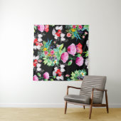 Tenture Seamless pattern on black background. Colorful ill (En situation (horizontale))