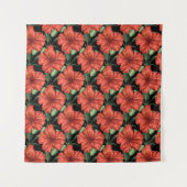 Tenture Seamless pattern Tropical red flowers green leaves (Devant)