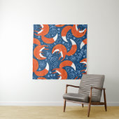Tenture Seamless pattern with different cute foxes. Vintag (En situation (horizontale))