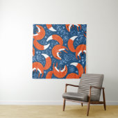 Tenture Seamless pattern with different cute foxes. Vintag (En situation)