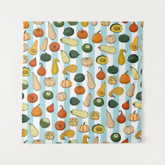Tenture Seamless pattern with different hand drawn squashe (Devant)