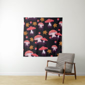 Tenture Seamless pattern with fly agaric and maple leaves. (En situation)
