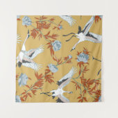Tenture Seamless pattern with Japanese white cranes and pe (Devant (Horizontal))