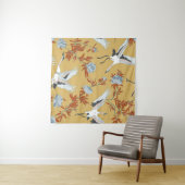 Tenture Seamless pattern with Japanese white cranes and pe (En situation (horizontale))