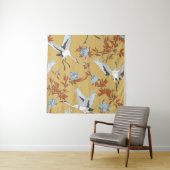 Tenture Seamless pattern with Japanese white cranes and pe (En situation)