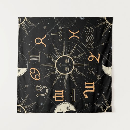 Tenture Seamless pattern with the Horoscope circle with Zo (Devant (Horizontal))
