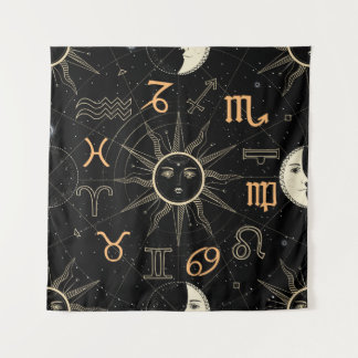 Tenture Seamless pattern with the Horoscope circle with Zo
