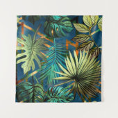 Tenture Seamless pattern with tropical leaves and geometri (Devant (Horizontal))