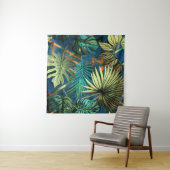 Tenture Seamless pattern with tropical leaves and geometri (En situation (horizontale))