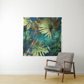 Tenture Seamless pattern with tropical leaves and geometri (En situation)