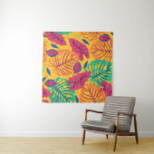 Tenture Seamless pattern with tropical leaves on yellow ba (En situation (horizontale))