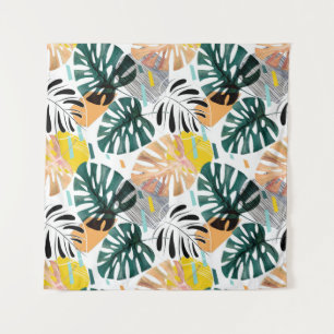 Tenture Seamless tropical pattern. Green leaves of a palm 