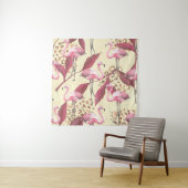 Tenture Seamless tropical pattern with pink flamingo, leav (En situation)