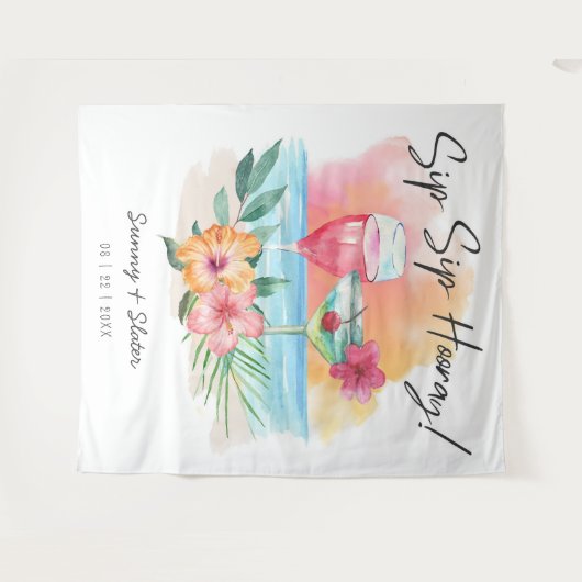 Tenture Seaside Sippin' | Cocktails de Plage Tropicaux Sho (Devant (Horizontal))