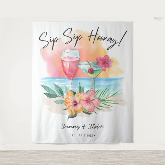 Tenture Seaside Sippin' | Cocktails de Plage Tropicaux Sho (Devant)