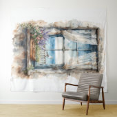 Tenture Seaside Window View Watercolor Coastal Scene (En situation (horizontale))