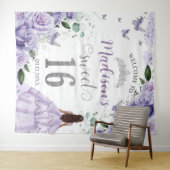 Tenture Seize Roses Violettes Fleurie Princesse de Bienven (En situation (horizontale))