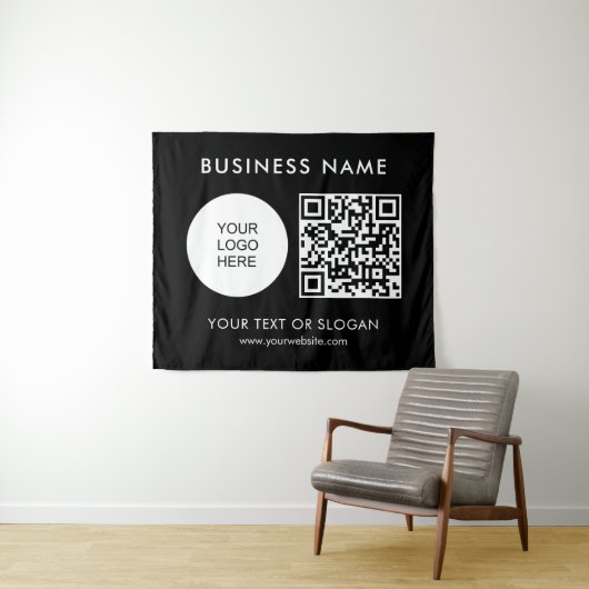 Tenture Séminaire de fêtes Code QR Logo Texte Moyen (En situation (horizontale))