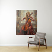 Tenture Sérénade au violoncelle près de la fenêtre (En situation)