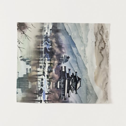 Tenture Serene Castle On Lake (Devant (Horizontal))