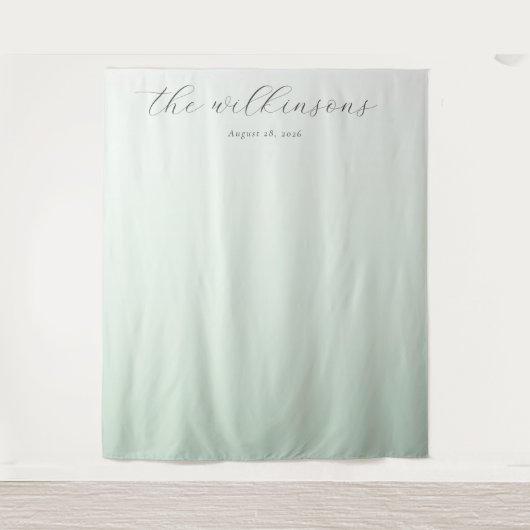 Tenture Serene Mint Gradient Calligraphy (Devant)