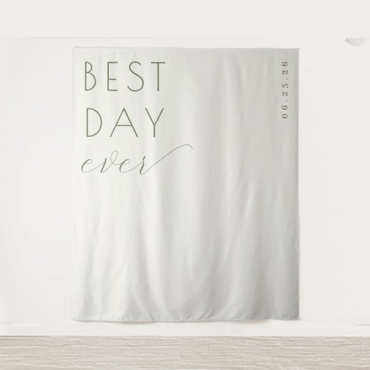 Tenture Serene Sage Typographic Celebration (Devant)