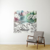 Tenture Serene Swan Lake Park 2 (En situation)