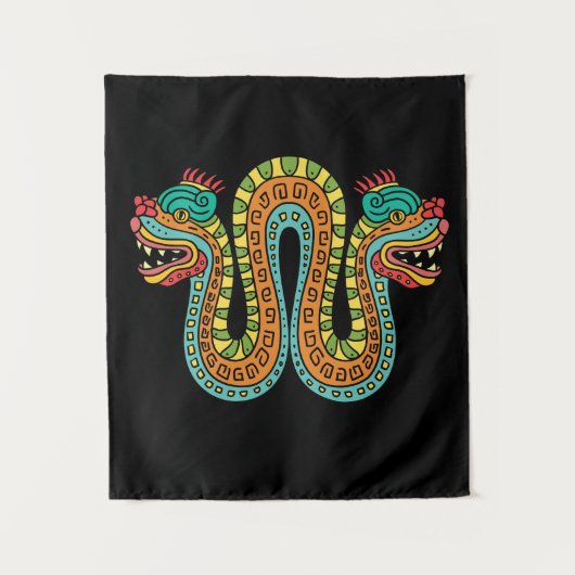 Tenture Serpent Double Tête Aztèque Mexique Art (Devant)