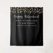 Tenture Serpentin de confettis noir pour la retraite (Devant)