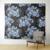 Tenture Serpents et roses bleus (En situation (horizontale))