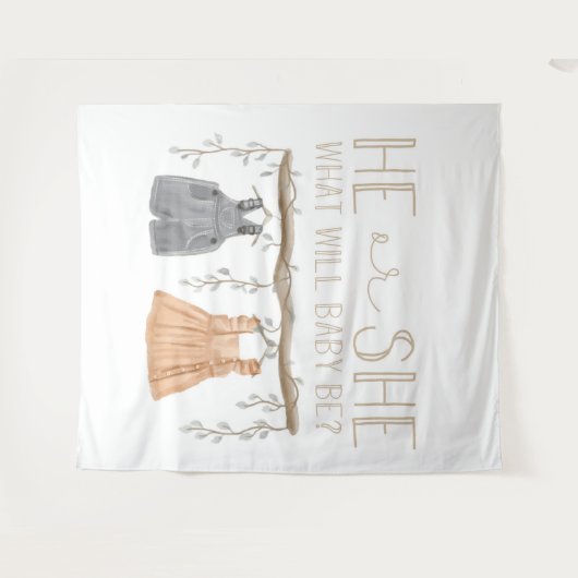 Tenture Serviette en papier, Il ou Elle, Baby shower, (Devant (Horizontal))