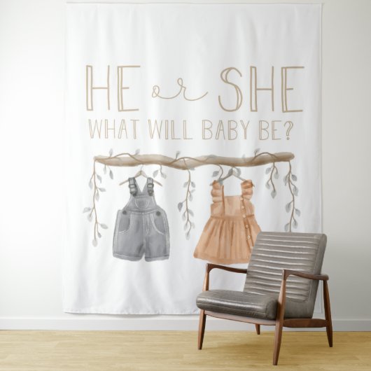 Tenture Serviette en papier, Il ou Elle, Baby shower, (En situation)