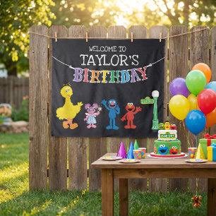 Tenture Sesame Street Chalkboard Anniversaire Bienvenue