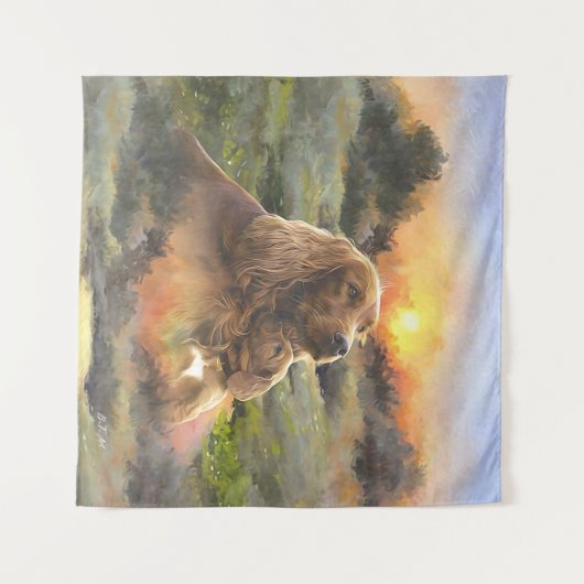 Tenture setter irlandais avec chiot (Devant (Horizontal))