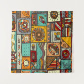 Tenture Sewn pieces of fabric in a patchwork style. Ethnic (Devant (Horizontal))