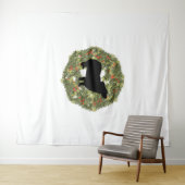 Tenture Shadow Silhouette Fluffy Tail Dog dans une couronn (En situation (horizontale))