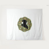 Tenture Shadow Silhouette Fluffy Tail Dog dans une couronn (Devant (Horizontal))