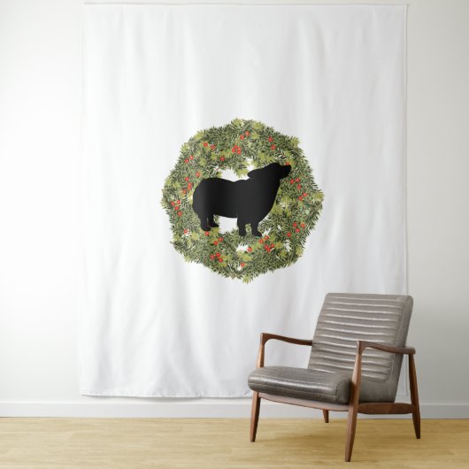 Tenture Shadow Silhouette Fluffy Tail Dog dans une couronn (En situation)