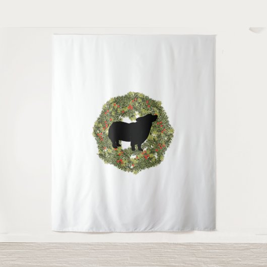 Tenture Shadow Silhouette Fluffy Tail Dog dans une couronn (Devant)