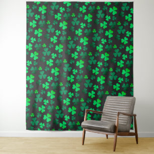 Tenture Shamrock Clover Irlande Irish Modern Green & Black