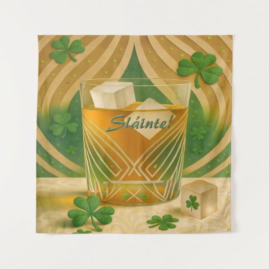 Tenture Shamrocks Irish Whiskey Tumbler "Sláinte!" (Devant)