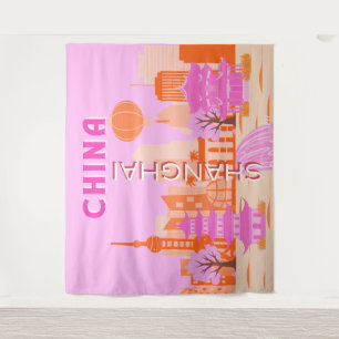 Tenture Shanghai Chine Rose Voyage Art