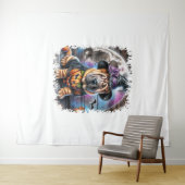 Tenture Shar Pei Chien Carré d'Halloween (En situation (horizontale))