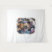 Tenture Shar Pei Chien Carré d'Halloween (Devant (Horizontal))