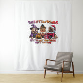 Tenture Shar Pei Halloween Thanksgiving Noël classique (En situation)