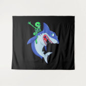 Tenture Shark Halloween Skeleton équitation Requins Amour (Devant (Horizontal))